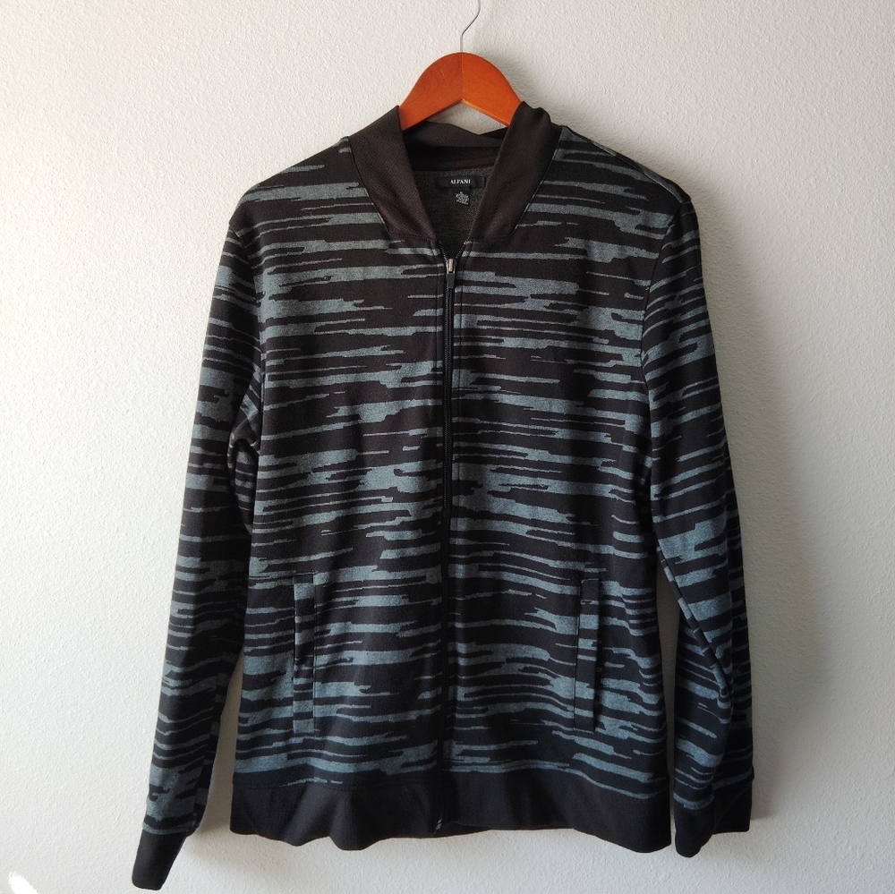 ALFANI Men's Striped Bomber Jacket